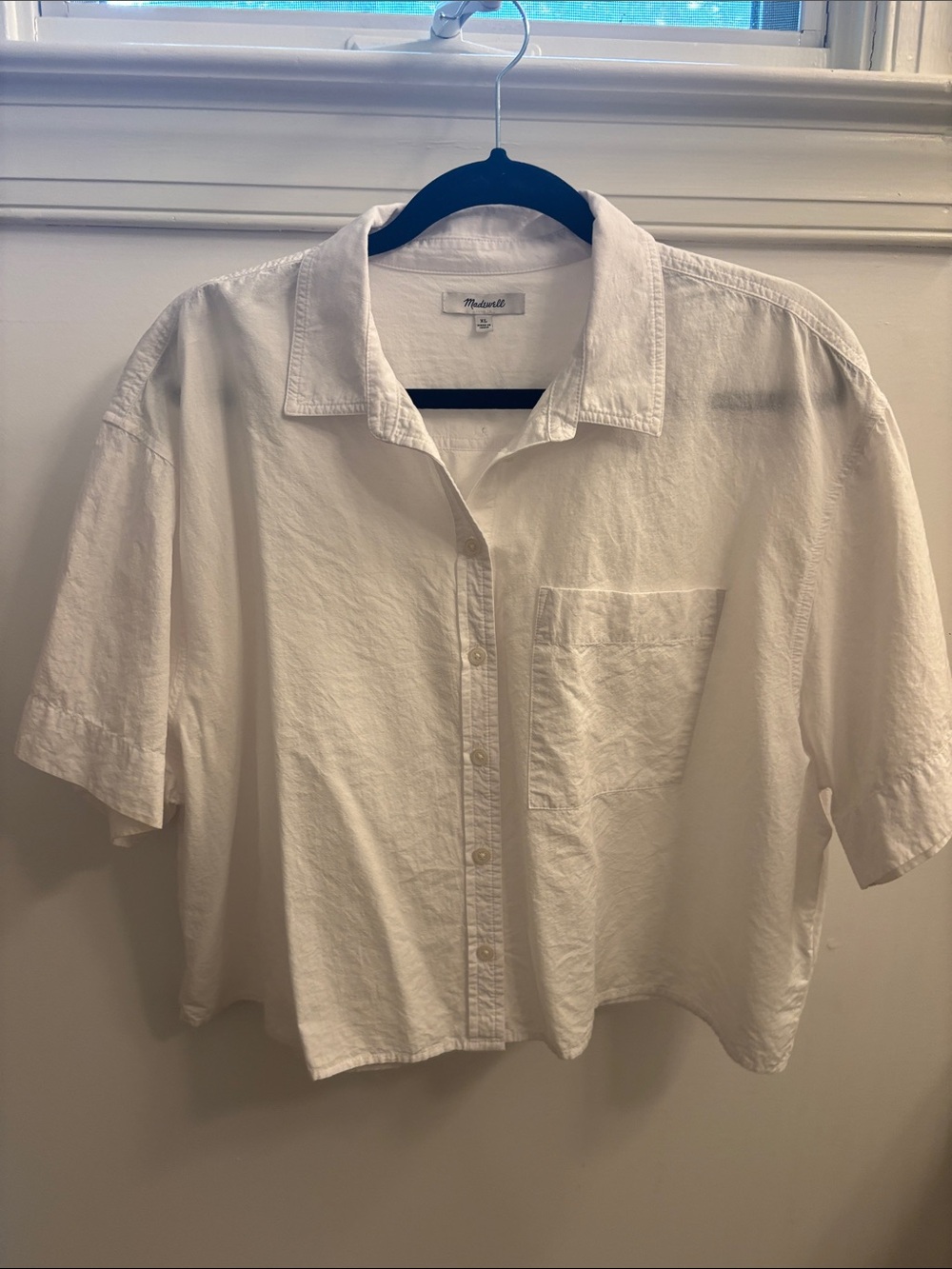 Madewell Cream Short-Sleeve Boxy Button-Front Shirt